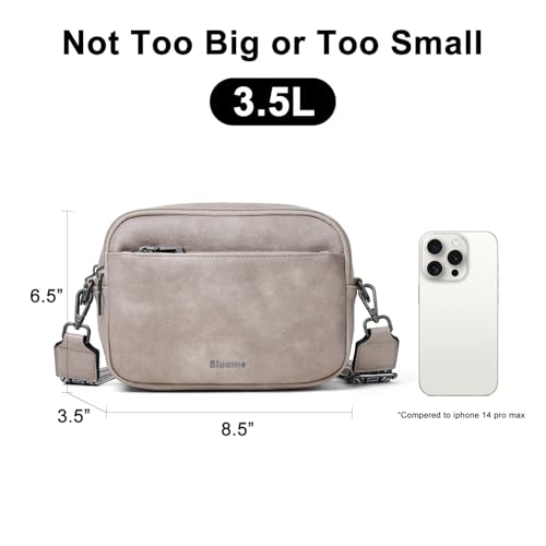 Image of Bluome 4 Zips Crossbody Bags Purses Handbags For Women Small Pu Leather Shoulder Cross Body Travel Bag For Woman Guitar Strap Trendy Light Grey