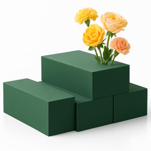 Amerise Wet Floral Foam Blocks – 4 Pack Flower Foam Bricks 23x11x7cm for Fresh Flower Arrangements | Florist Craft Blocks for Wedding Centerpieces, Bouquets, Events & Home Floral Displays
