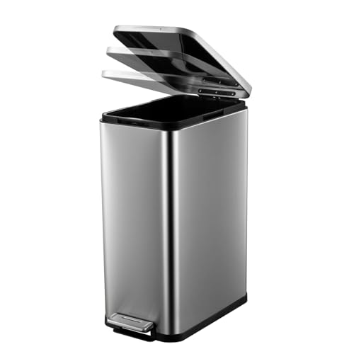 Caneca de Basura Rectangular de Acero Inoxidable 50L miniatura 2