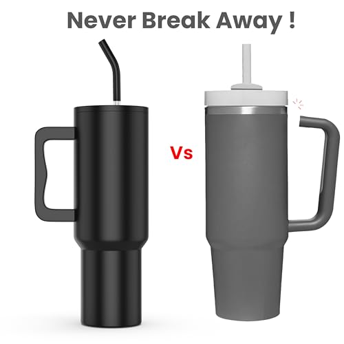 Image of enem Tumbler, Alpha Black, Insulated Premium Vacuum Leak Proof Stainless Steel Travel Mug with Handle, Lid & Straw, 1.2L for Coffee, Iced Tea, or Water