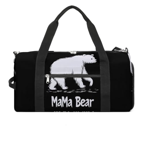 Mama Bear Sports Gym Bag Travel Duffel Bag Weekender Bag Yoga Bag for Men Women