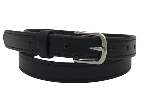 Black Amish Handmade Leather Dress Belt Plain Stitched 1 inch wide