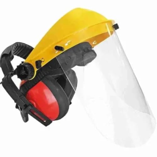 Generico Visiera con Cuffia – Cod. RWPRO352 - Visiera Trasparente da lavoro con Cuffie Protettive Antirumore - Dispositivo di protezione Individuale (DPI)