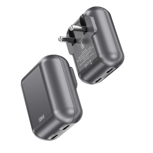Image of GM G+ 65W Spyder GaN Charger | Foldable Indian Pin | Travel Friendly | Compact Dual-Type-C Port | Fast Charging for iPhone, Samsung, Laptop, MacBook Air, MacBook M4 | 1 Year Warrant | Electric Grey