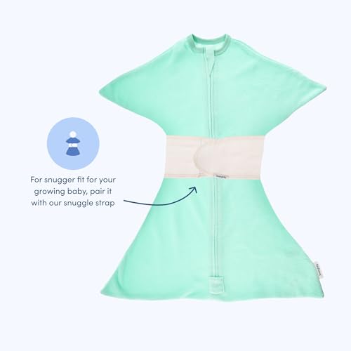 Image of SleepingBaby Zipadee-Zip Fleece Transition Swaddle - Arms-Out Wearable Blanket for Baby Sleep, Soft Breathable Fleece 0.8 TOG - Mint, Medium (6-12 Month)