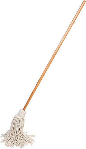Tidy Tools Large Wet Deck Cotton Mop with Solid Wood Handle (11 Oz, White)