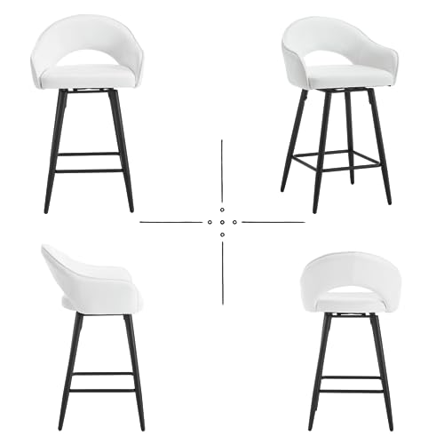 Butacos giratorios HEAH-YO, juego de 2 unidades, altura de asiento 27 pulgadas, con respaldo y patas metálicas, sillas modernas de cuero PU para isla de cocina, color blanco crema miniatura 7