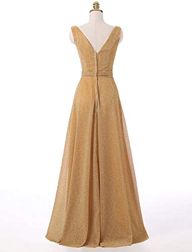 Oyisha Women's Pleated Glittery Formal Evening Dresses Long Bridesmaid Wedding Party Dress 2023 Gold 26Plus #TOP1