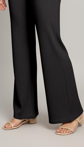 Image of Mehrang High Waisted Wide Leg Ribbed Knit Trousers with Pockets | Casual and Stretchy Pants | for Women