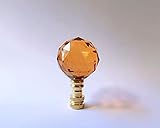 Set of 2 Acrylic Amber Crystal Ball Lamp Shade Finials, Harp Toppers