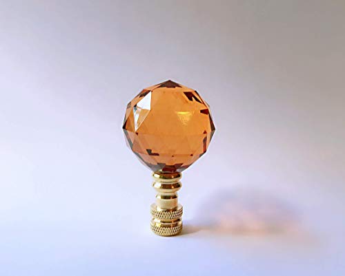 Set Of 2 Acrylic Amber Crystal Ball Lamp Shade Finials, Harp Toppers #TOP9