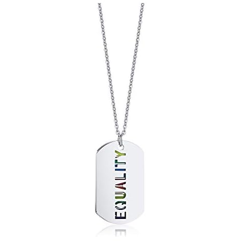 AIKESIWAI Gay Series Dog Tag Necklace, Rainbow Gay and Gay Necklace, LGBT Community Pendant, Gay and Gay Necklace, Lesbian Things, Stainless Steel Rainbow Necklace, Gay Pride Pendant EQUALITY Cover