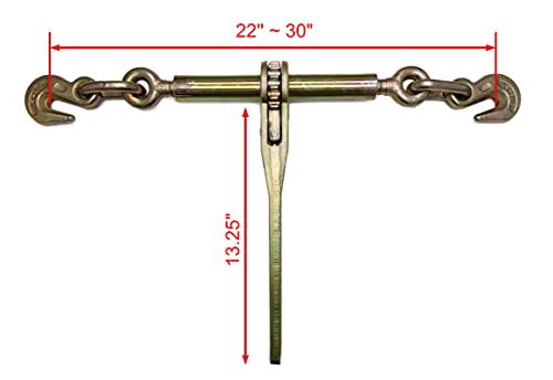 (4pk) Golden Color Chain and Binder kit, 6,600lbs Safe Working Load, Including (4)3/8\"X20\' G70 Chain and (4) Ratchet Load Binders. Trailer Accessories.