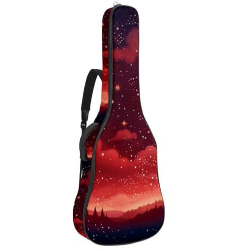 Sac guitare acoustique 40 pouces imperméable motif ciel étoilé rouge