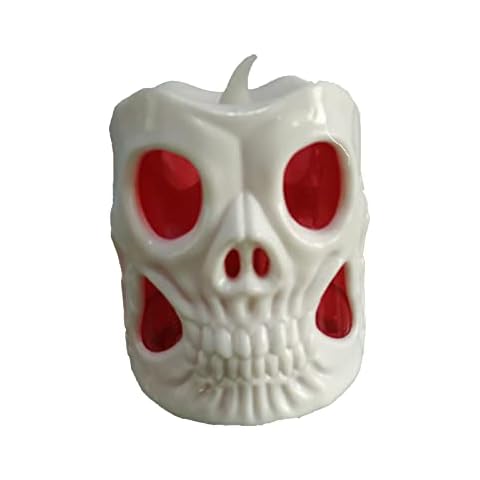 DAJISI Halloween Candles Halloween Decorations Skull Candle Pumpkin Flameless Tealights Lightweight Portable Durable Battery Operated LED Tealights for Home Office Lawn(6PCS) Cover