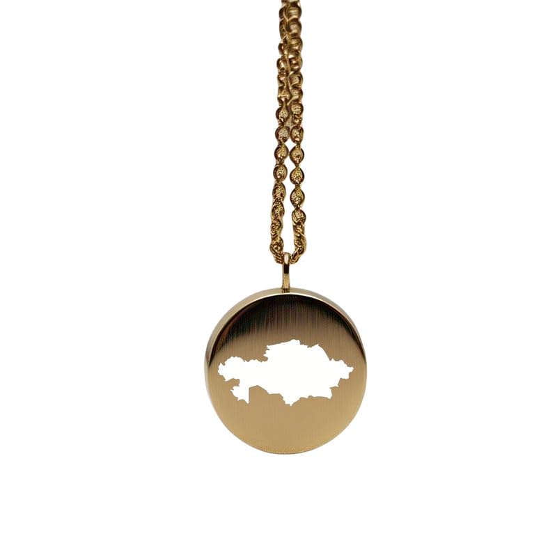 Pendentif carte du Kazakhstan en argent plaqué or 14k de 24mm pour collier
