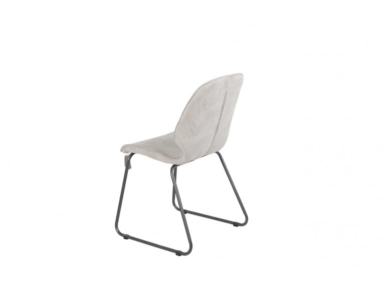 Belhome Chaise en suédine avec piétement Luge Gris - 4 Coloris - Luge - Gris