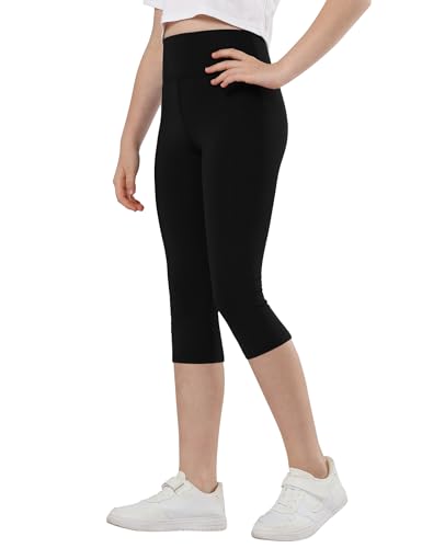 Gnainach Girls Capri Leggings High Waisted Compression Pants Stretch Active Yoga Tights for Kids Teen Workout Running4