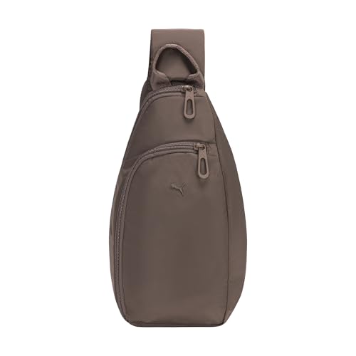 PUMA Bolsa feminina Myriad Sling, esportiva, mãos livres, com alça reversível e compartimentos duplos, Marrom liso, One Size, Myriad Sling, bolsa esportiva de mãos livres com alça reversível e