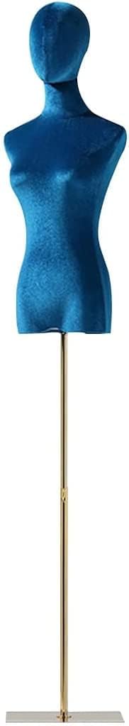 Dress Form Female Mannequin Torso Lake Blue Female Mannequin Torso Dress Form Clothing Display W/Metal Square Base Stand,Silver-M/Medium