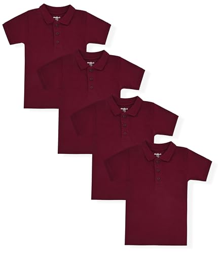 Image of Studio 3 Boy's - 4-Pack School Uniform Short and Long Sleeve Pique Polo Shirts
