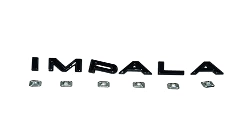 Image of 2Pc 1964 64 Impala Quarter Panel Emblems 3D Badge Letters Nameplate Replacement for Impala (Gloss Black)