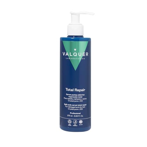 Valquer Sérum Capilar para Puntas Abiertas y Secas Total Repair. Tratamiento Reparador para Cabellos Dañados y Secos con Vitamina E. Brillo, Suavidad y Acabado Perfecto. Vegano. 275 ml