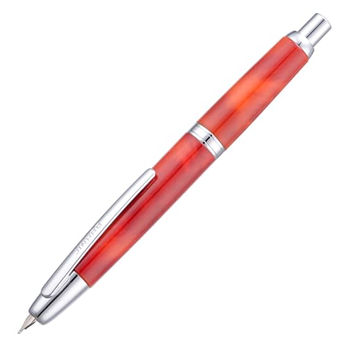 Image of Jinhao 10 Press Fountain Pen with Box, Volcanic Red Retractable Medium Nib with Ink Converter Set (Silver Clip)
