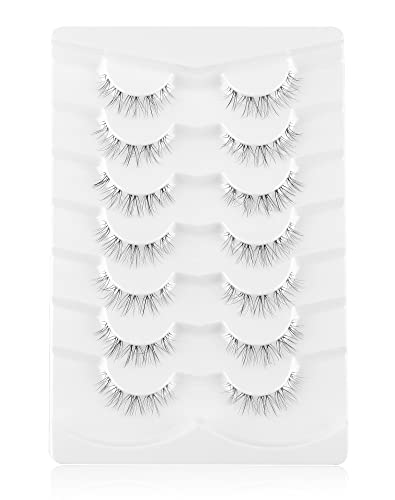 Onlyall Lashes Natural Look Wispy Short Eyelashes Fake Eye Lash Clear Band Eyelash Small 7 works A23(3MM-12MM) - Image 4