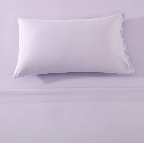 Shabby Chic® - Full Sheets, Soft & Breathable Organic Cotton Bedding Set, Vintage-Inspired Home Decor With Ruffled Pillowcases (Solid Lavender, Full) #TOP1