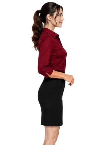Image of Blue Ronin Womens 3 /4 Sleeve Formal Shirt for Office Wear | Soft Fabric Smart Fit Professional Shirt for Work, Meetings, Corporate & Business Style