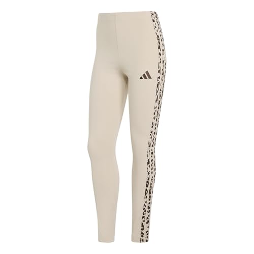adidas Mujer Seasonal Essentials Animal Print 3- Stripes Leggings Tights, Crystal Linen/MULTICOLOR/Crystal Linen, XL