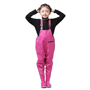 Waders Outdoor Steltlopers Voor Kinderen, Met Regenlaarzen, Kampeerviskleding Voor De Kleuterschool, PVC+gebreide Stof (Color : Pink-2, Size : M/1 pcs)