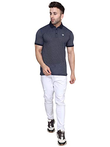 Image of ManHood Men's Summer Regular Fit Half Sleeve Casual Plain Solid Cotton Polo Neck T-Shirt with 3 Button Placket