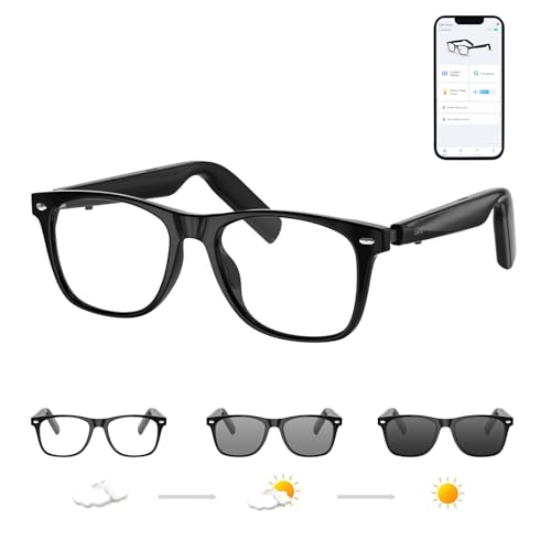AI Glasses for Men & Women, Smart Glasses Powered by ChatGPT, AI Real-time Translation with 147 Languages, 11H Music Play, Bluetooth Glasses with Photochromic Lens for Daily Use, Travel