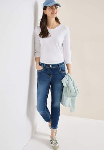Cecil Mid Waist Slim Leg Jeans im Casual Fit mid Blue Used wash 30 – Ansicht 2