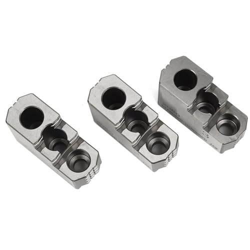 Image of Yidubid Hydraulic Lathe Hard Jaws, 3 Pcs 8 Inch Double Step Lathe Chuck Serrated (1.5 Mm X 60) Steel CNC Hard Lathe Chuck Jaws for B208 Type Lathe Chucks Silver,1