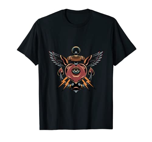 Tattoo - Anchor with Eye, Heart and Lightning T-Shirt