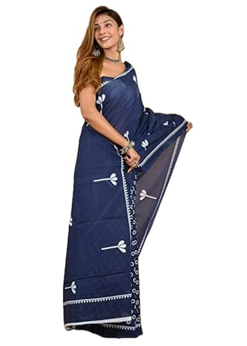 Sari en coton imprimé Bagru 14025 idéal pour vos cérémonies d'été