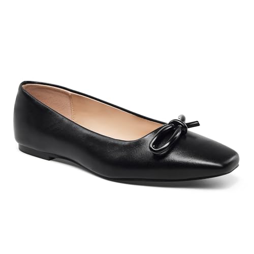 GENSHUO Women’s Square Toe Flats Metal Bow Slip On Ballet Flats Comfort Low Heel Shoes Classic and Chic2