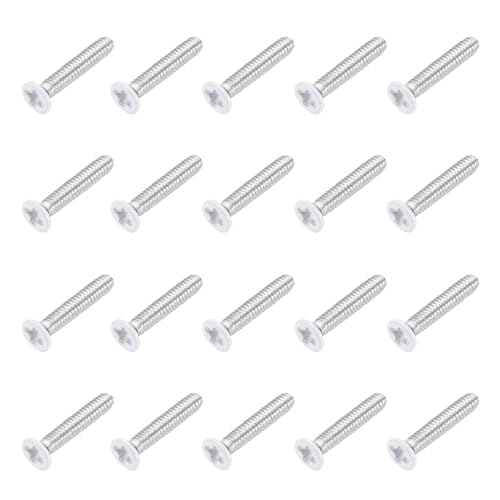 sourcing map M2 x 10mm Flat Countersunk Head Machine Screws 304 Stainless Steel Full Thread Phillips Drive Cross Screw for Furniture Connection Electrical Appliances (White, Pack of 20)