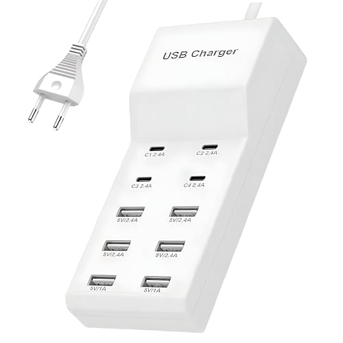 COOLCOLD Charging Station | Type c + USB Charger Hub | Portable 10 Port (4-Ports USB-C and 6 Port of USB-A) Dock for Multiple Devices Phones Tablet...