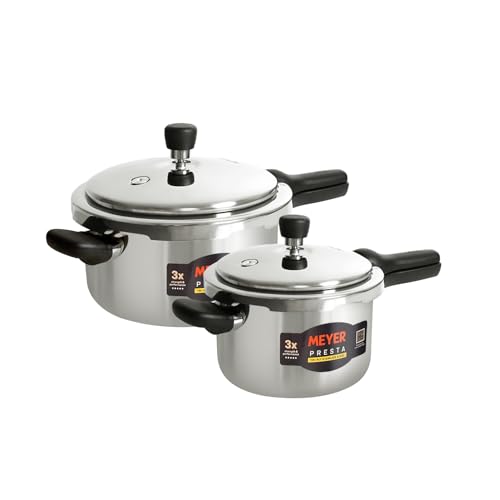 Image of Meyer Presta Stainless Steel Tri-ply Pressure Cooker Combo (3L & 5.5L)