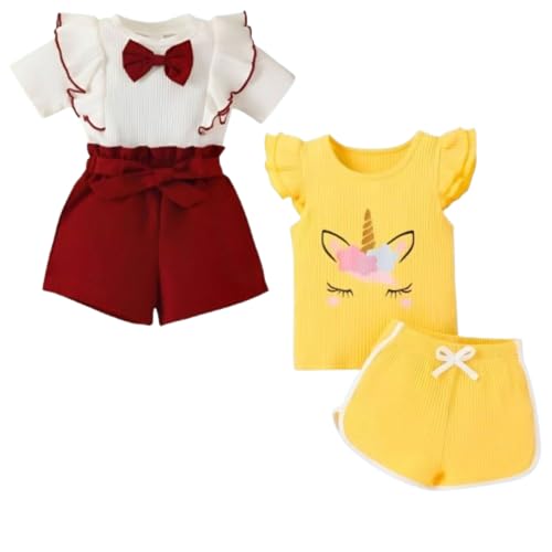 Image of 4YOU DRESSES Beautiful Cotton Blend Fabric Top and Shorts For Girls(Pack Of 2)