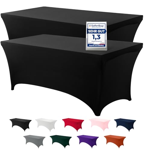 Utopia Kitchen Spandex Tischdecke 2er-Pack [4FT, Schwarz] Enge, Passgenaue, Waschbar und Faltenfrei Tischdecke Outdoor für Veranstaltung, Hochzeit, Bankett & Partys [122Lx76Wx76H] cm