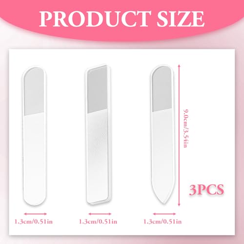 3 Piezas Lima de Uñas de Vidrio, Limas de Uñas de Cristal Con Estuche Cristal para Uñas para Profesionales Varillas de Lijado Herramientas para Doméstico Salón Uñas Naturales y Acrílicas - imagen 2