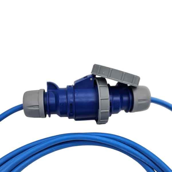 UK Made 32A IP67 Extension Lead 230V, 4mm² Arctic Cable, Blue CEE Plug to Socket, Heavy Duty Waterproof Site Power Lead for Generators, Events, Industrial & Outdoor Use (30 Metres)