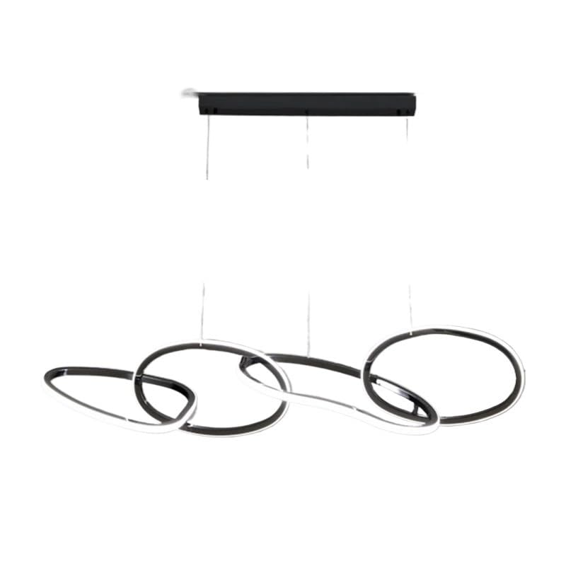 Lampes LED suspendues modernes et lustre décoratif d'intérieur 4 anneaux noirs