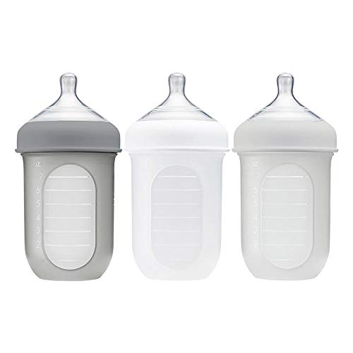 Boon, NURSH Reusable Silicone Pouch Bottle, Air-Free Feeding, 8 Ounce with Stage 2
