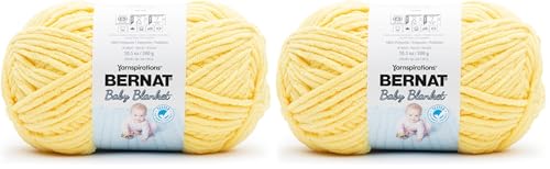 Image of Bernat Baby Blanket Yarn, Polyester, #6 Super Bulky | 2 Pack | 10.5oz /300g | 220 Yards | Buttercup